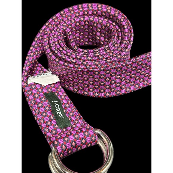 Vintage‎ 90s Y2K J. Crew 100% Silk Skinny Belt D Ring Neck Tie Style S/M - Picture 2 of 3